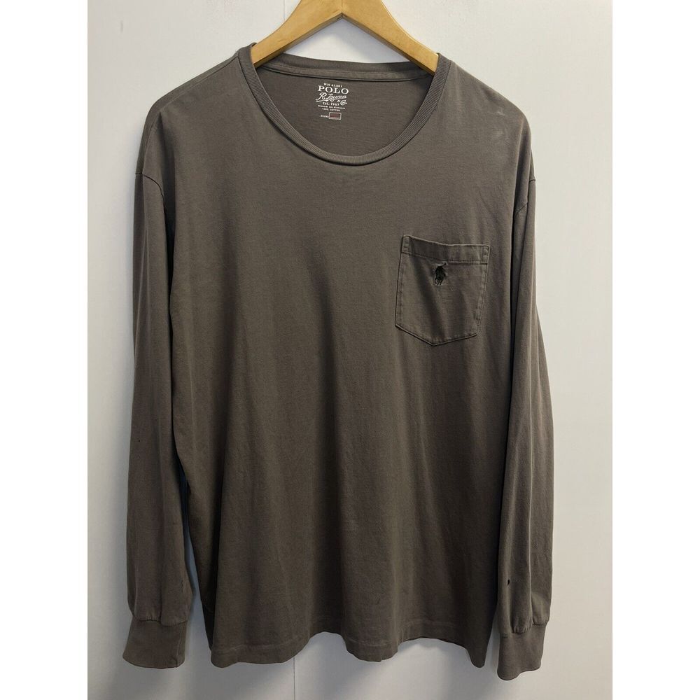 Polo‎ Ralph Lauren Mens M Pocket T-shirt Long Sleeve Grey Pony Logo